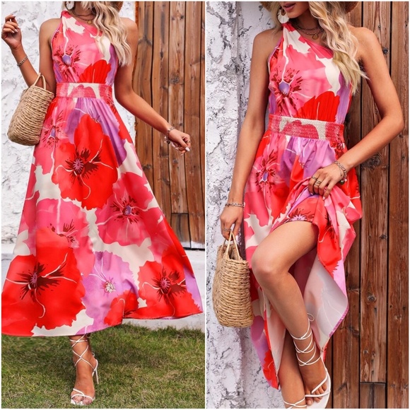 Dresses & Skirts - Boho Floral print One shoulder Dress